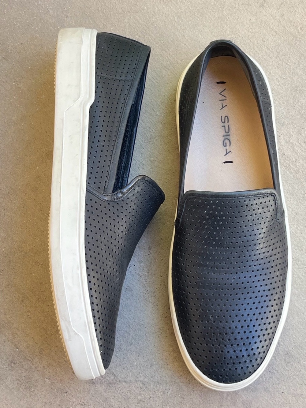 Via Spiga Black leather slip on sneakers Size 7.5